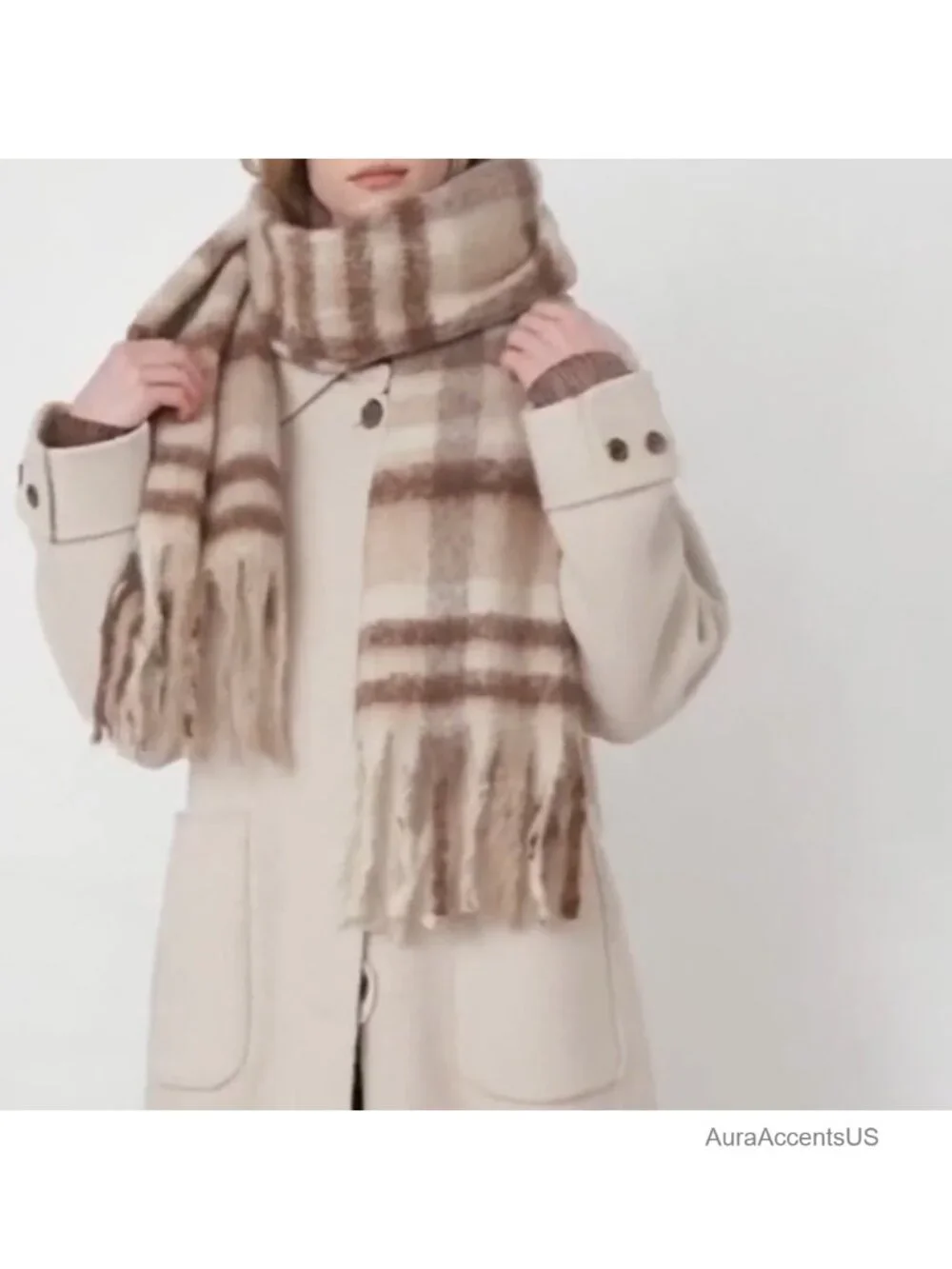 Cashmere Thick Tassel Scarf for Women - Large Warm Winter Shawl Wrap Blanket